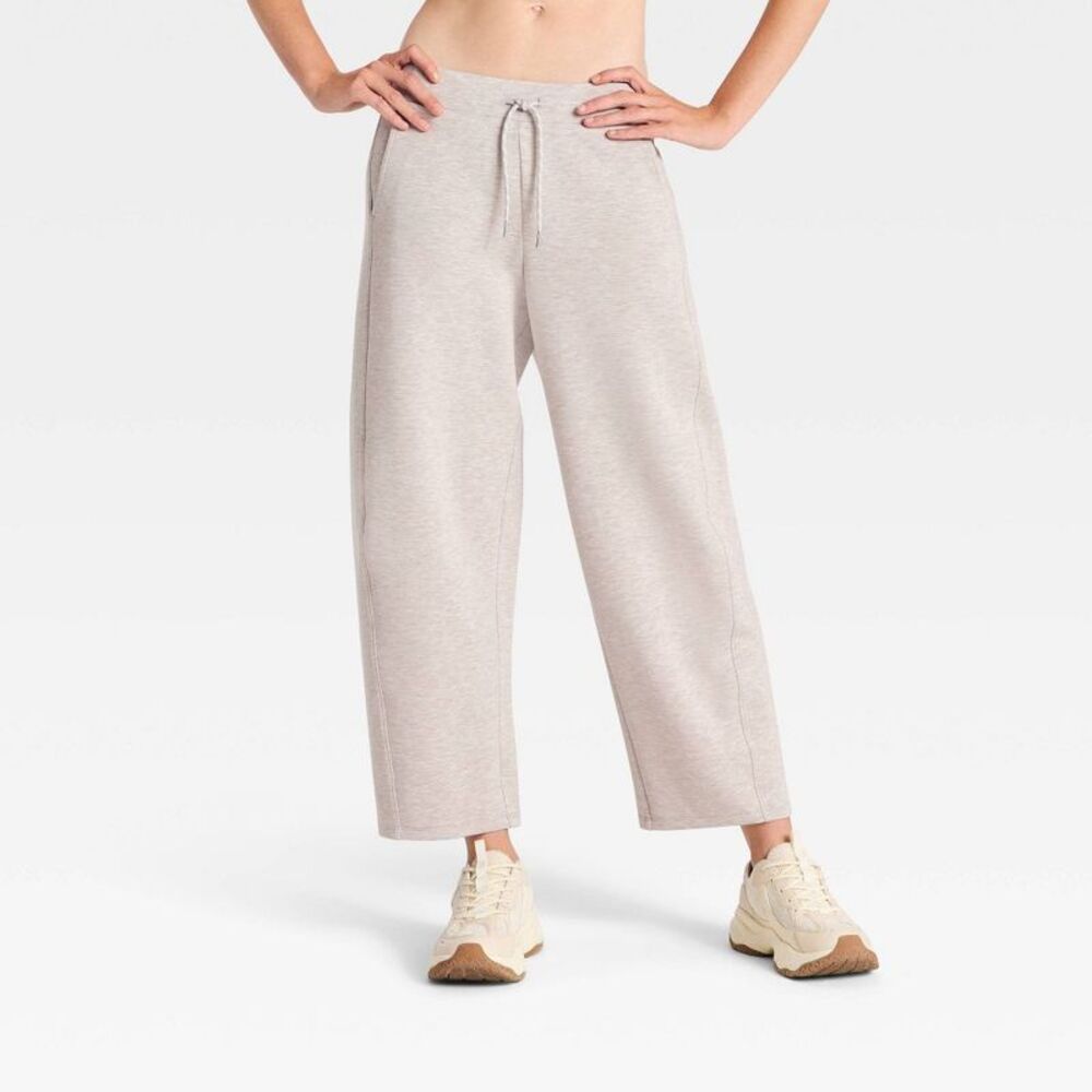 Women's Airy Sleek Barrel Leg Sweatpants - All In Motion Taupe Heather L